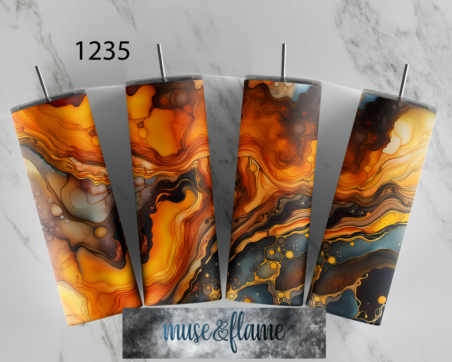 Orange Alcohol Ink, RTP Sublimation Tumbler Wrap, 30 oz, 20 oz, 15oz, 12 oz, Sublimation Print