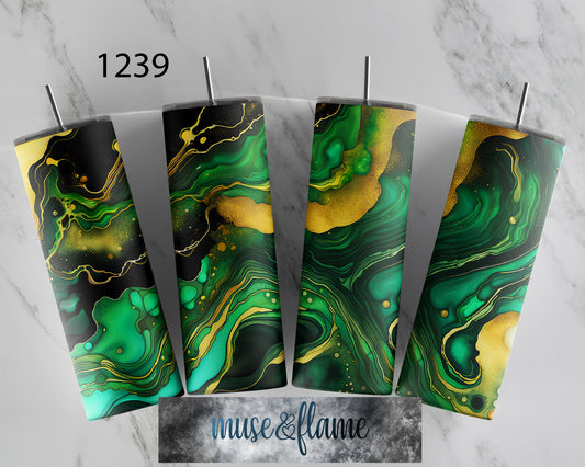 Green Alcohol Ink, RTP Sublimation Tumbler Wrap, 30 oz, 20 oz, 15oz, 12 oz, Sublimation Print