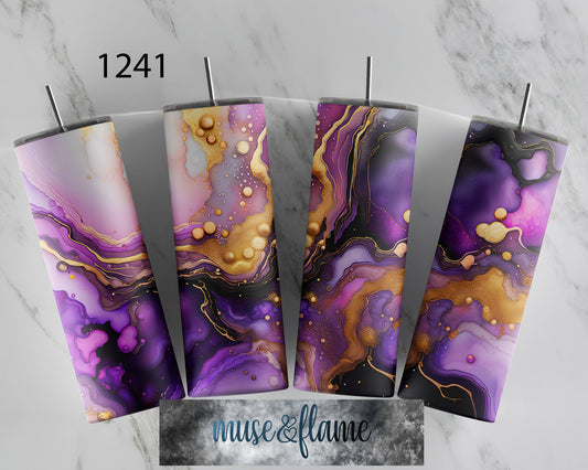 Purple Gold Alcohol Ink, RTP Sublimation Tumbler Wrap, 30 oz, 20 oz, 15oz, 12 oz, Sublimation Print