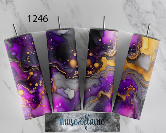 Purple Alcohol Ink, RTP Sublimation Tumbler Wrap, 30 oz, 20 oz, 15oz, 12 oz, Sublimation Print