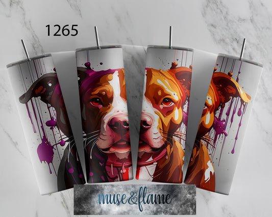 Paint Splatter Dog, RTP Sublimation Tumbler Wrap, 30 oz, 20 oz, 15oz, 12 oz, Sublimation Print