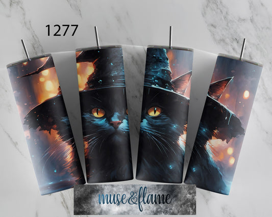 Witch Cat, RTP Sublimation Tumbler Wrap, 30 oz, 20 oz, 15oz, 12 oz, Sublimation Print