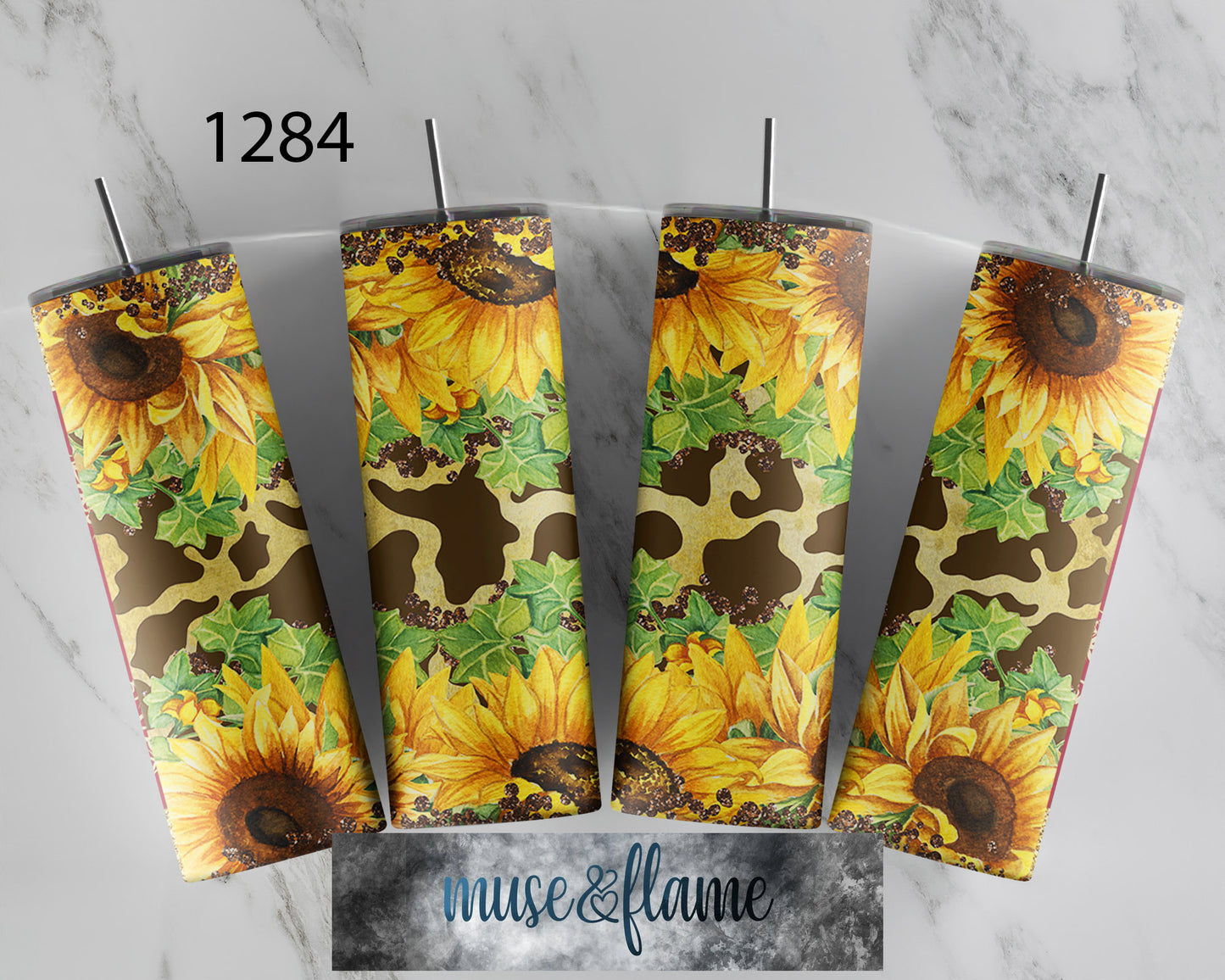 Sunflower Cow Print, RTP Sublimation Tumbler Wrap, 30 oz, 20 oz, 15oz, 12 oz, Sublimation Print