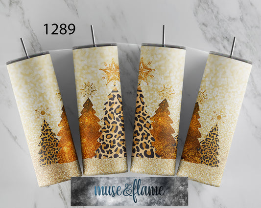 Leopard Print, Christmas Tree, RTP Sublimation Tumbler Wrap, 30 oz, 20 oz, 15oz, 12 oz, Sublimation Print