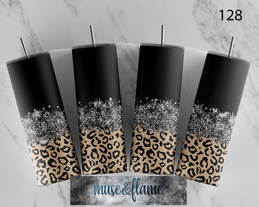 Glitter Leopard Print, RTP Sublimation Tumbler Wrap, 30 oz, 20 oz, 15oz, 12 oz, Sublimation Print