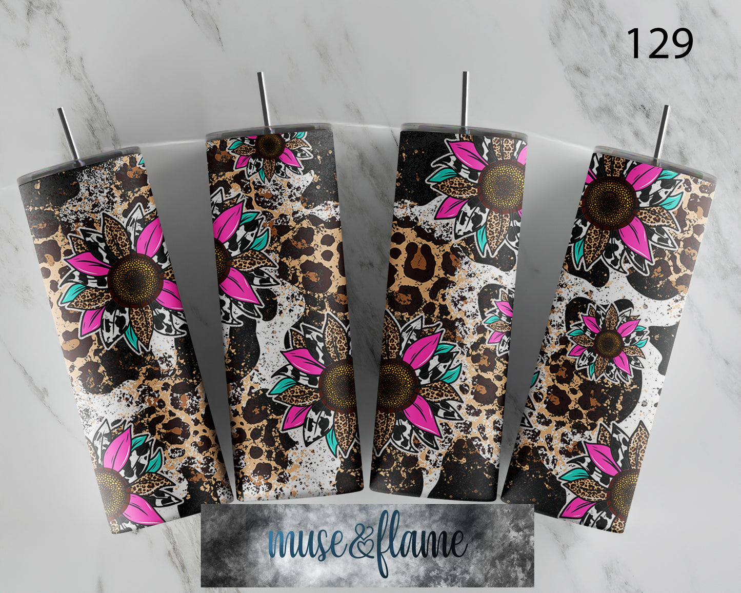 Floral Leopard Print, RTP Sublimation Tumbler Wrap, 30 oz, 20 oz, 15oz, 12 oz, Sublimation Print