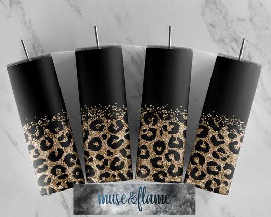 Glitter Leopard Print, RTP Sublimation Tumbler Wrap, 30 oz, 20 oz, 15oz, 12 oz, Sublimation Print