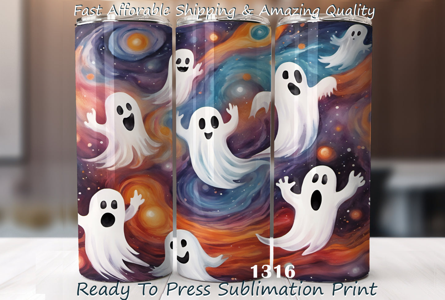 Cute Ghosts, RTP Sublimation Tumbler Wrap, 30 oz, 20 oz, 15oz, 12 oz, Sublimation Print