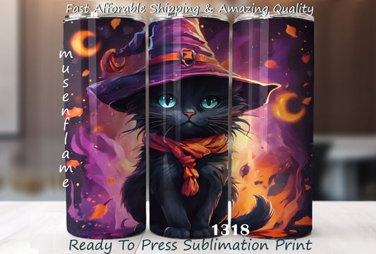 Black Cat, RTP Sublimation Tumbler Wrap, 30 oz, 20 oz, 15oz, 12 oz, Sublimation Print