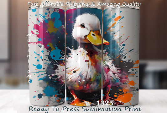 Paint Splatter Duck, RTP Sublimation Tumbler Wrap, 30 oz, 20 oz, 15oz, 12 oz, Sublimation Print