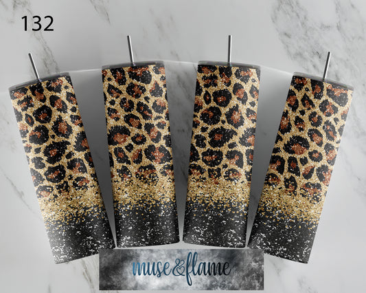 Glitter Leopard Print, RTP Sublimation Tumbler Wrap, 30 oz, 20 oz, 15oz, 12 oz, Sublimation Print