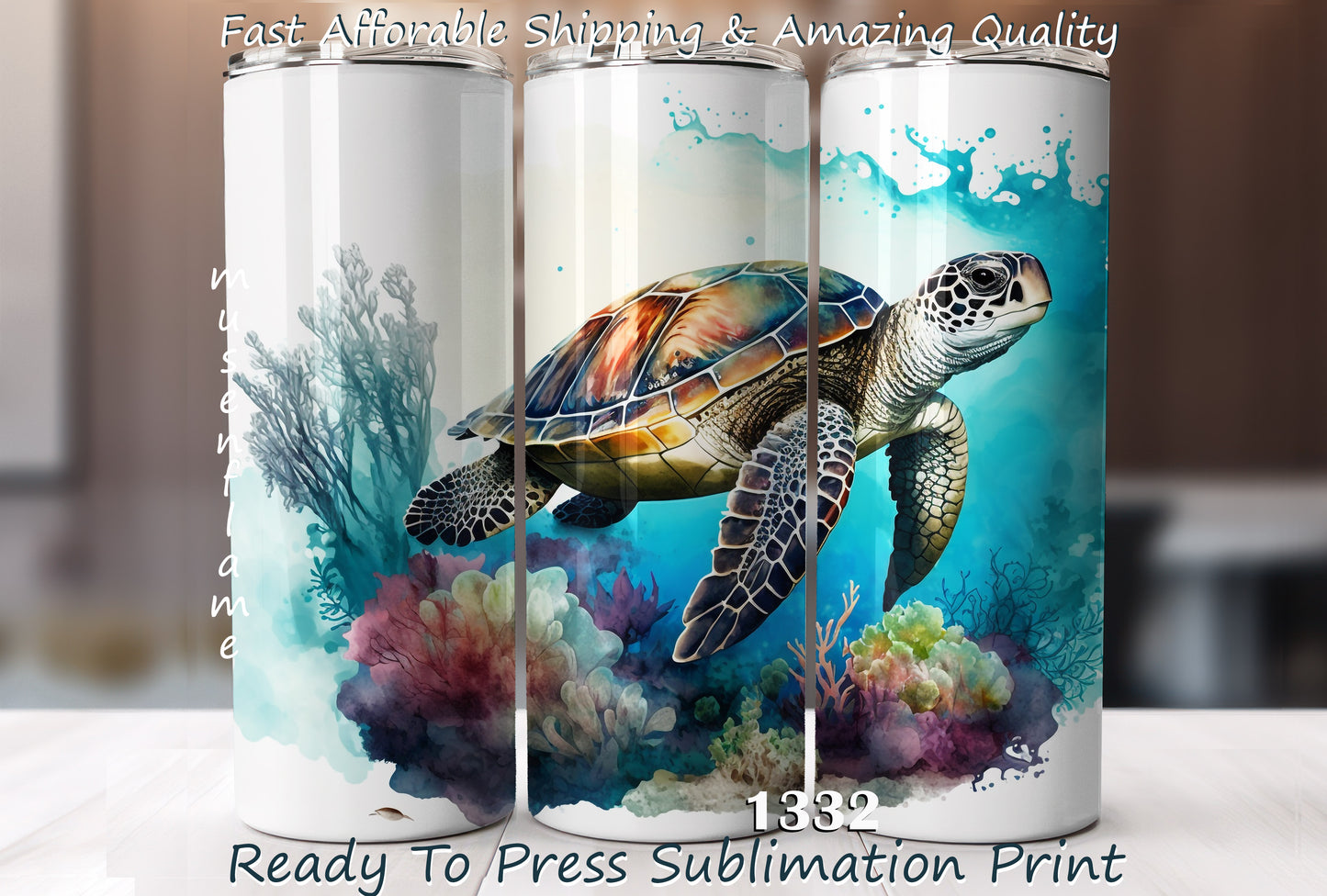 Sea Turtle, RTP Sublimation Tumbler Wrap, 30 oz, 20 oz, 15oz, 12 oz, Sublimation Print