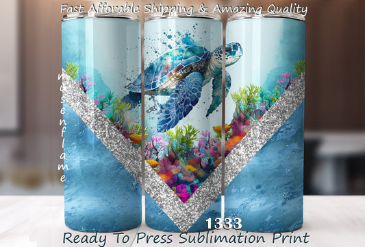 Sea Turtle, RTP Sublimation Tumbler Wrap, 30 oz, 20 oz, 15oz, 12 oz, Sublimation Print