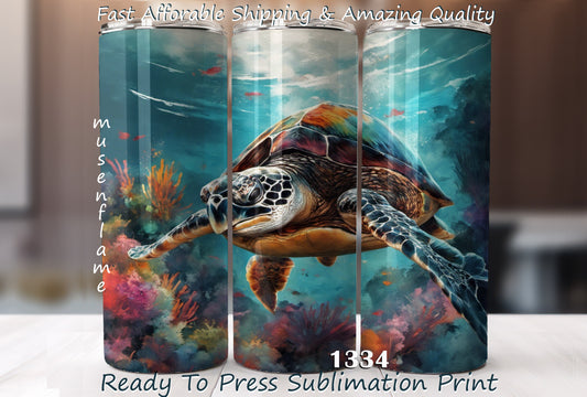 Sea Turtle, RTP Sublimation Tumbler Wrap, 30 oz, 20 oz, 15oz, 12 oz, Sublimation Print