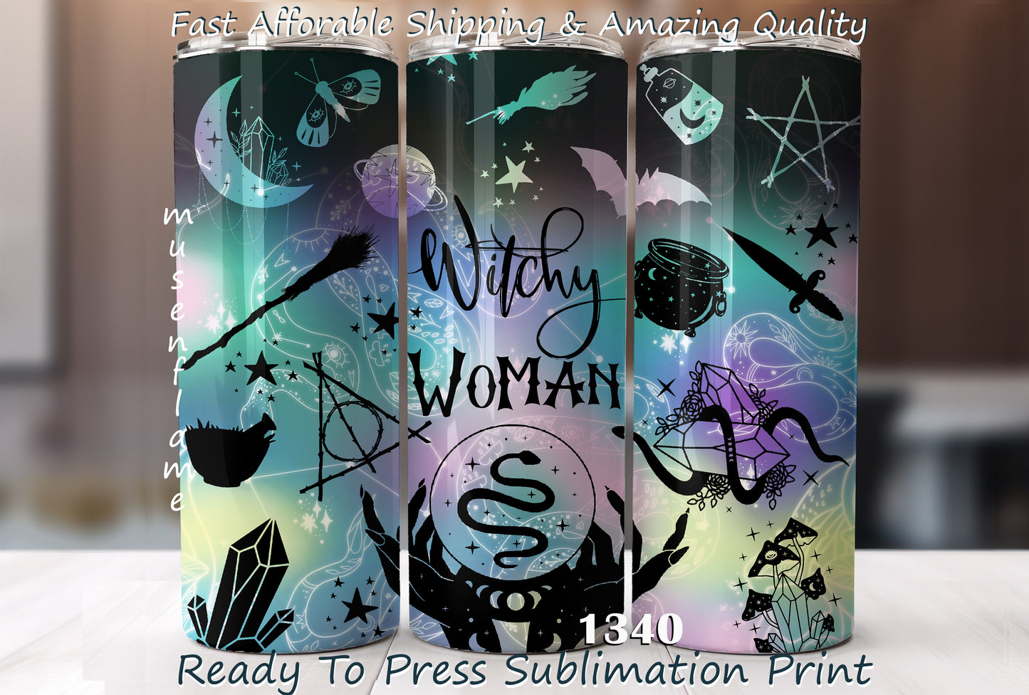 Witchy Woman, RTP Sublimation Tumbler Wrap, 30 oz, 20 oz, 15oz, 12 oz, Sublimation Print