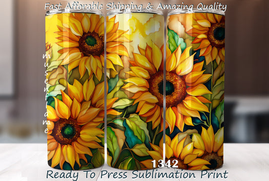 Sunflowers, RTP Sublimation Tumbler Wrap, 30 oz, 20 oz, 15oz, 12 oz, Sublimation Print