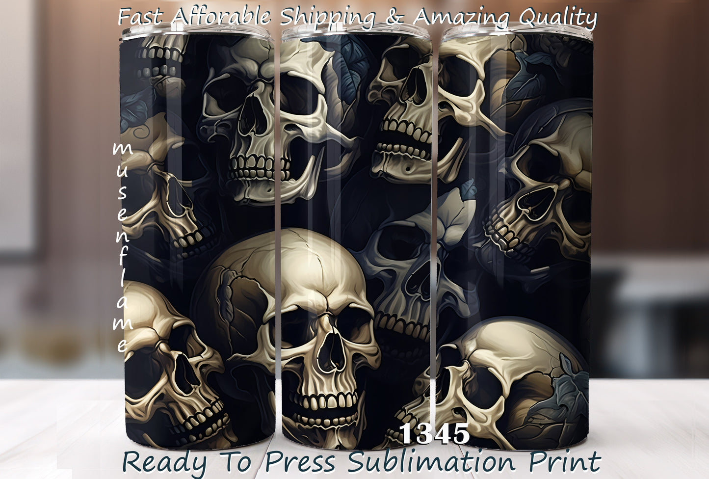 Skulls, RTP Sublimation Tumbler Wrap, 30 oz, 20 oz, 15oz, 12 oz, Sublimation Print