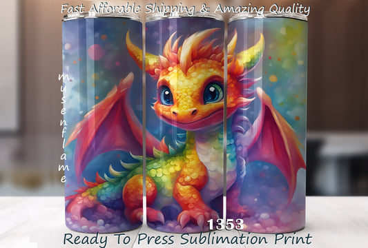 Baby Dragon, RTP Sublimation Tumbler Wrap, 30 oz, 20 oz, 15oz, 12 oz, Sublimation Print