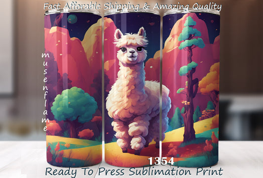 Cute Llama, Alpaca, RTP Sublimation Tumbler Wrap, 30 oz, 20 oz, 15oz, 12 oz, Sublimation Print