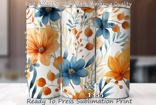 Floral, RTP Sublimation Tumbler Wrap, 30 oz, 20 oz, 15oz, 12 oz, Sublimation Print