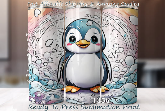 Cute Penguin, RTP Sublimation Tumbler Wrap, 30 oz, 20 oz, 15oz, 12 oz, Sublimation Print