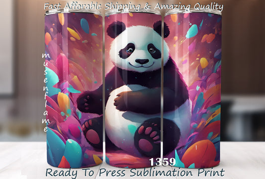 Panda Bear, RTP Sublimation Tumbler Wrap, 30 oz, 20 oz, 15oz, 12 oz, Sublimation Print