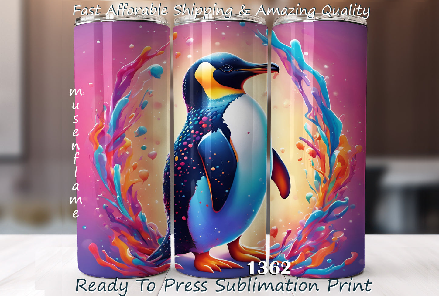 Cute Penguin, RTP Sublimation Tumbler Wrap, 30 oz, 20 oz, 15oz, 12 oz, Sublimation Print