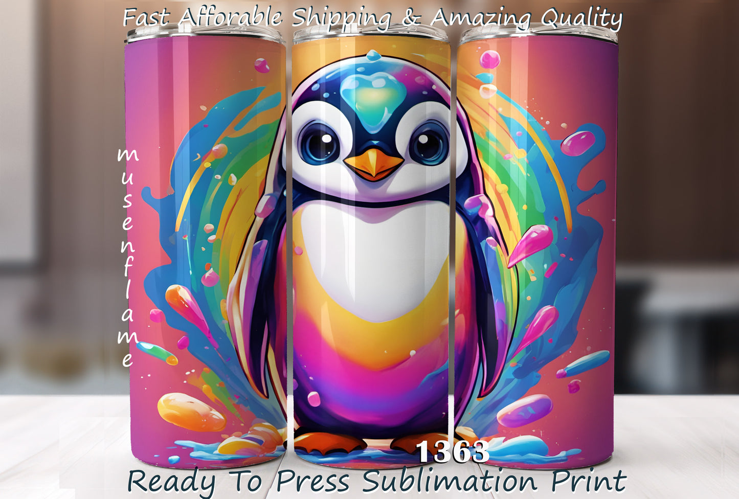 Cute Penguin, RTP Sublimation Tumbler Wrap, 30 oz, 20 oz, 15oz, 12 oz, Sublimation Print