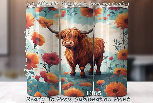 Highland Cow, RTP Sublimation Tumbler Wrap, 30 oz, 20 oz, 15oz, 12 oz, Sublimation Print