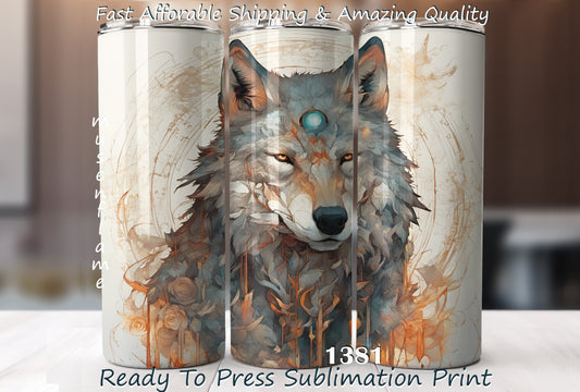 Wolf, RTP Sublimation Tumbler Wrap, 30 oz, 20 oz, 15oz, 12 oz, Sublimation Print