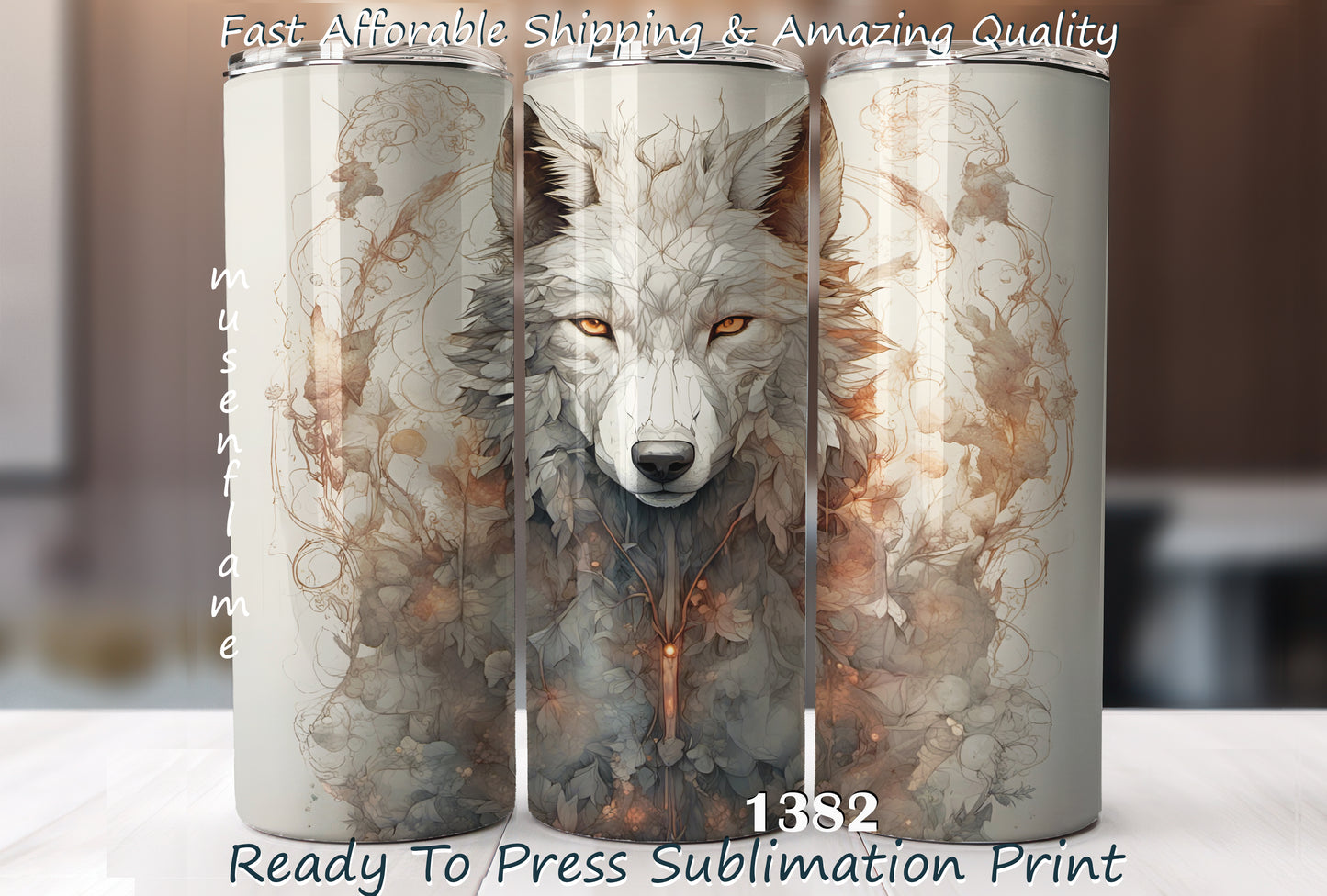 Wolf, RTP Sublimation Tumbler Wrap, 30 oz, 20 oz, 15oz, 12 oz, Sublimation Print