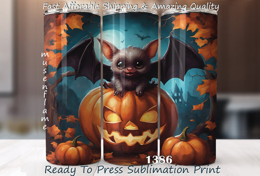 Halloween Bat, RTP Sublimation Tumbler Wrap, 30 oz, 20 oz, 15oz, 12 oz, Sublimation Print