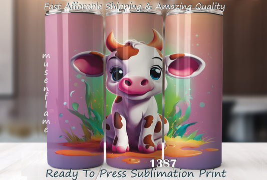 Cute Baby Cow, RTP Sublimation Tumbler Wrap, 30 oz, 20 oz, 15oz, 12 oz, Sublimation Print