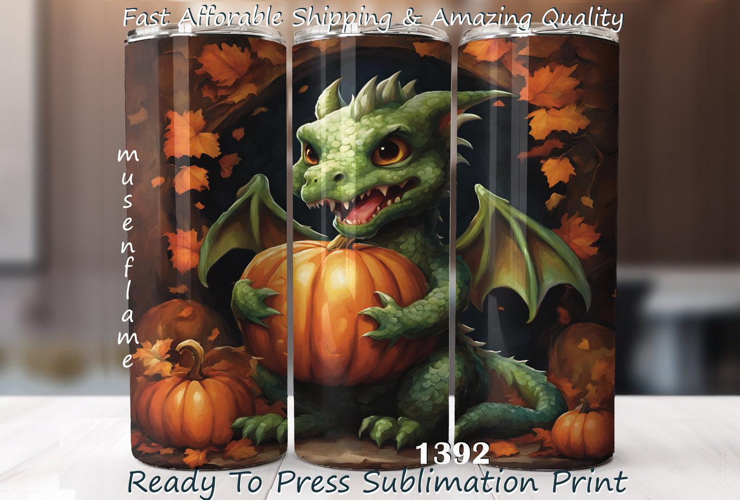 Halloween Dragon, RTP Sublimation Tumbler Wrap, 30 oz, 20 oz, 15oz, 12 oz, Sublimation Print