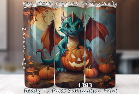 Halloween Dragon, RTP Sublimation Tumbler Wrap, 30 oz, 20 oz, 15oz, 12 oz, Sublimation Print