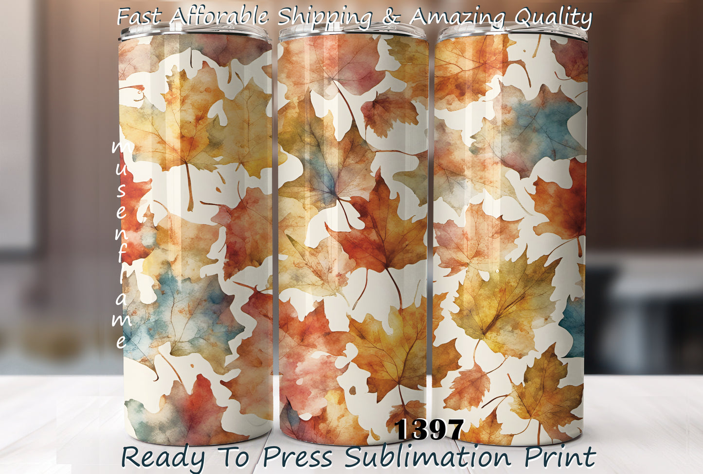 Autumn Leaves, RTP Sublimation Tumbler Wrap, 30 oz, 20 oz, 15oz, 12 oz, Sublimation Print