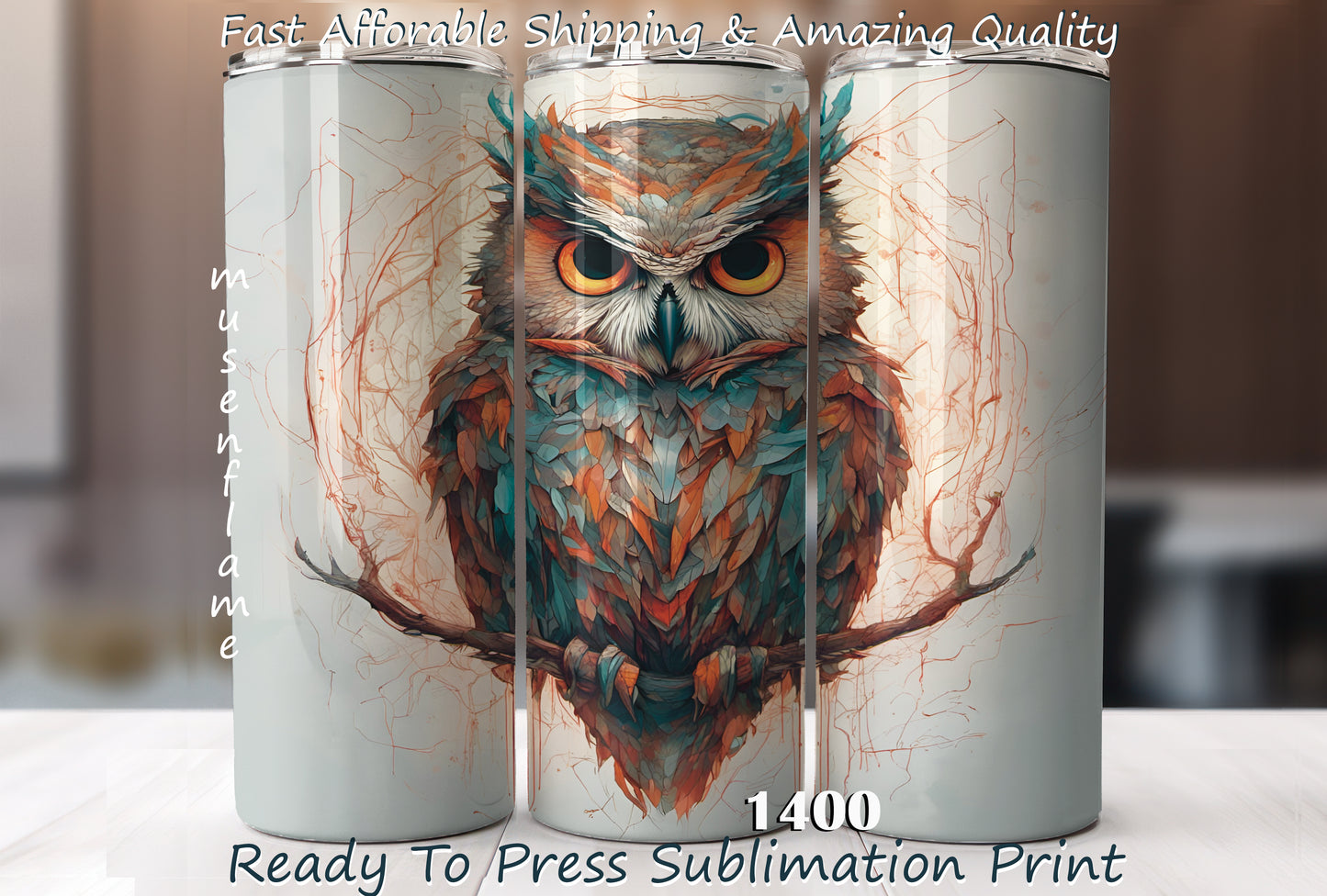 Owl, RTP Sublimation Tumbler Wrap, 30 oz, 20 oz, 15oz, 12 oz, Sublimation Print