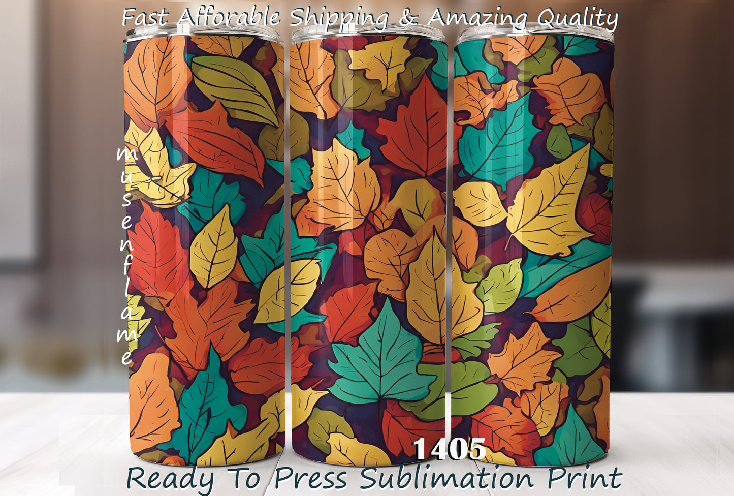 Autumn Leaves, RTP Sublimation Tumbler Wrap, 30 oz, 20 oz, 15oz, 12 oz, Sublimation Print