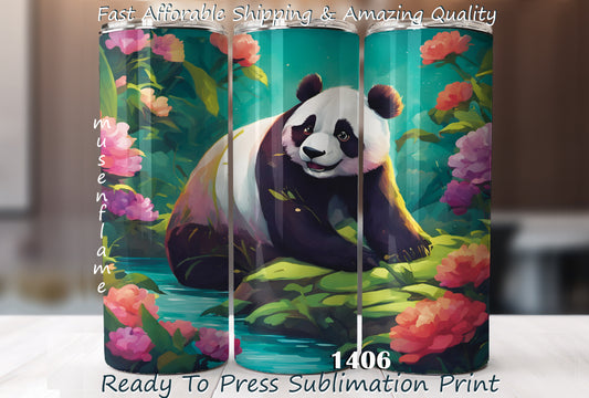 Panda Bear, RTP Sublimation Tumbler Wrap, 30 oz, 20 oz, 15oz, 12 oz, Sublimation Print