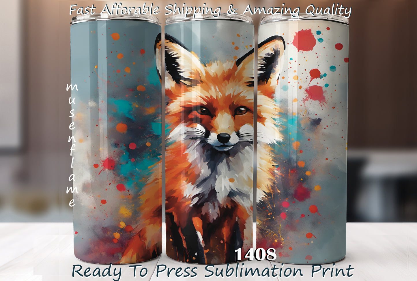 Fox, RTP Sublimation Tumbler Wrap, 30 oz, 20 oz, 15oz, 12 oz, Sublimation Print