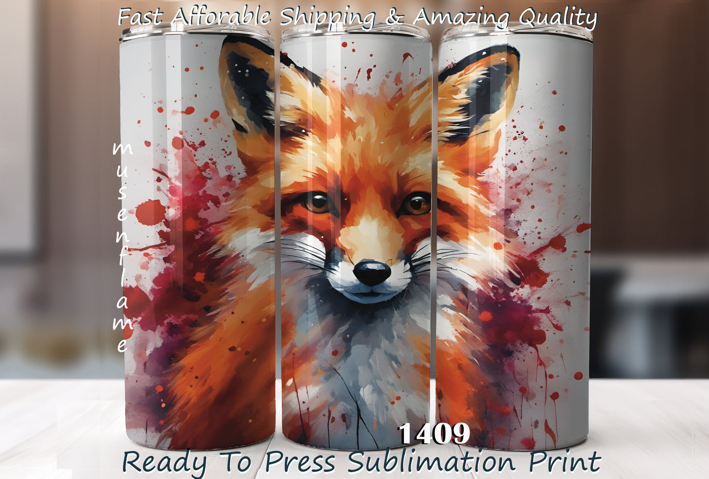 Fox, RTP Sublimation Tumbler Wrap, 30 oz, 20 oz, 15oz, 12 oz, Sublimation Print