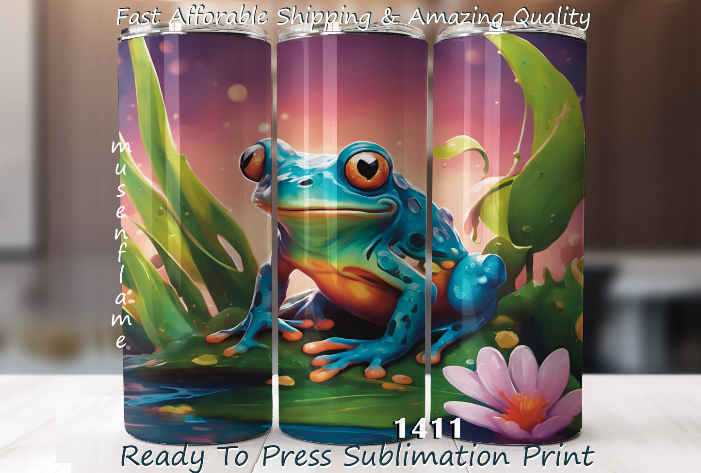 Cute Frog, RTP Sublimation Tumbler Wrap, 30 oz, 20 oz, 15oz, 12 oz, Sublimation Print