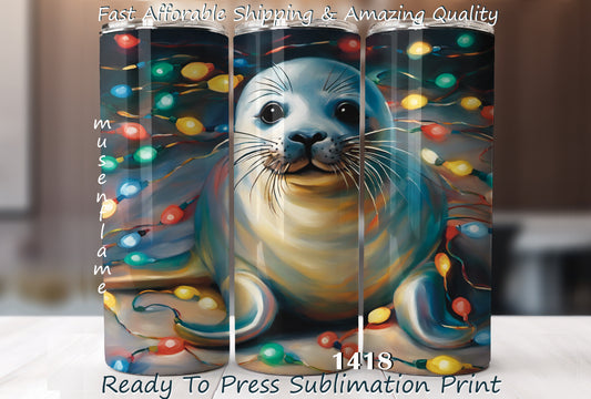 Cute Christmas Seal, RTP Sublimation Tumbler Wrap, 30 oz, 20 oz, 15oz, 12 oz, Sublimation Print