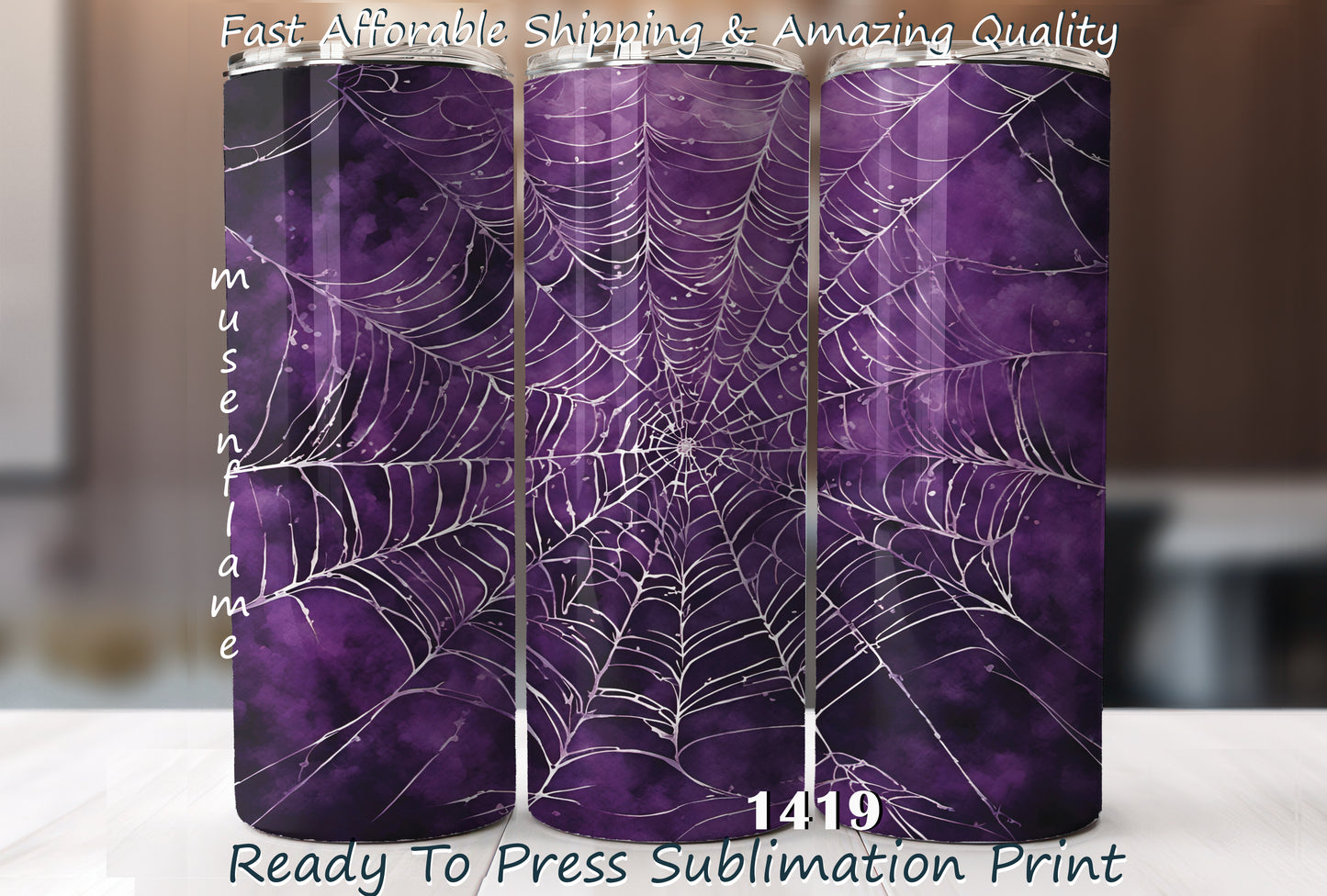 Purple Spider Web, RTP Sublimation Tumbler Wrap, 30 oz, 20 oz, 15oz, 12 oz, Sublimation Print