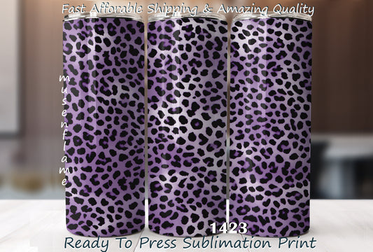 Purple Leopard Print, RTP Sublimation Tumbler Wrap, 30 oz, 20 oz, 15oz, 12 oz, Sublimation Print