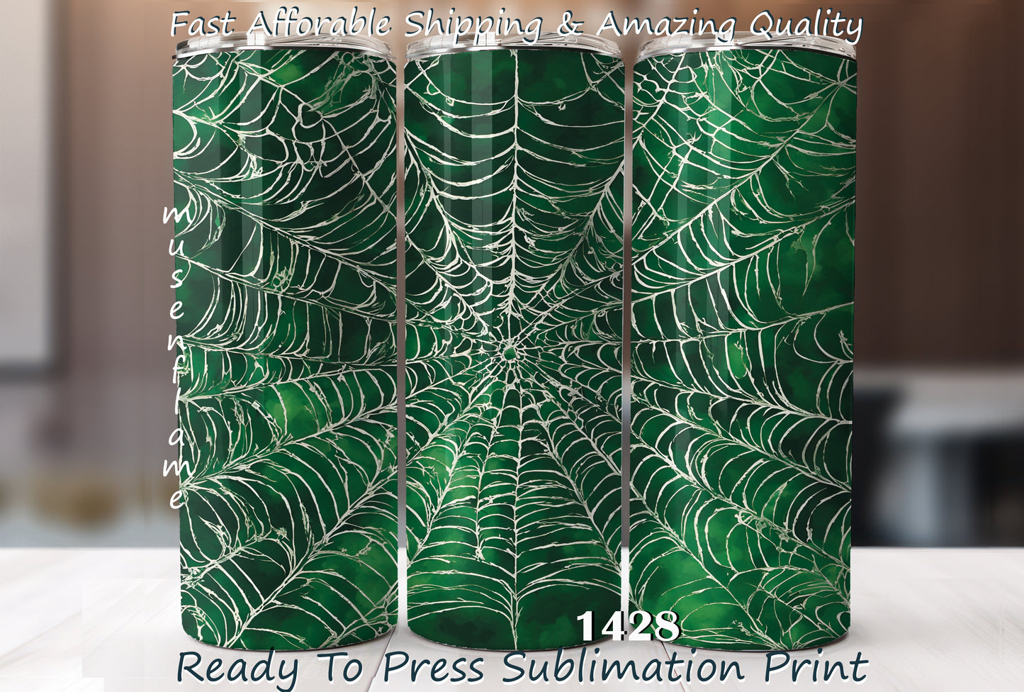 Green SpiderWeb, RTP Sublimation Tumbler Wrap, 30 oz, 20 oz, 15oz, 12 oz, Sublimation Print