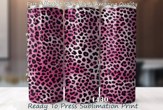 Pink Leopard Print, RTP Sublimation Tumbler Wrap, 30 oz, 20 oz, 15oz, 12 oz, Sublimation Print