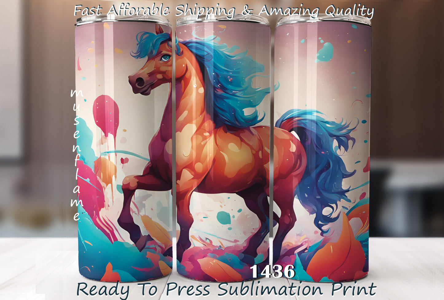 Horse, RTP Sublimation Tumbler Wrap, 30 oz, 20 oz, 15oz, 12 oz, Sublimation Print