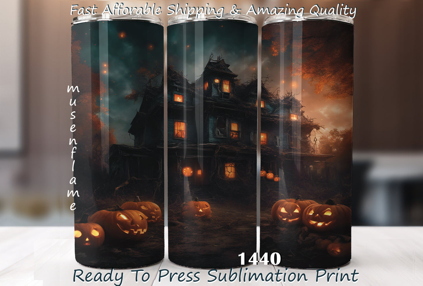 Haunted House, RTP Sublimation Tumbler Wrap, 30 oz, 20 oz, 15oz, 12 oz, Sublimation Print