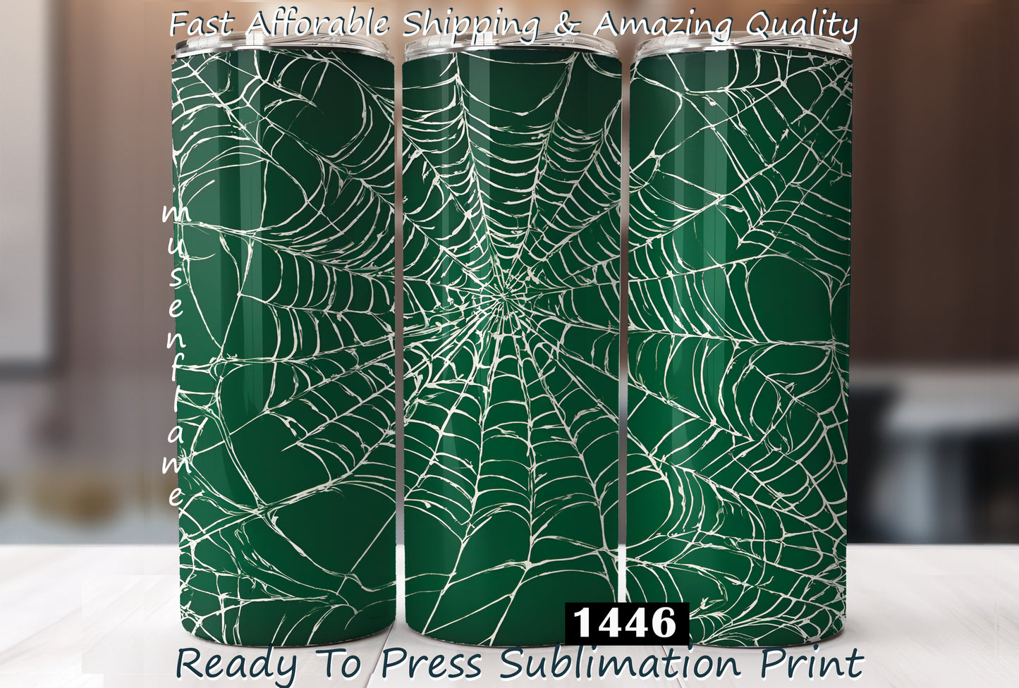 Green Spiderweb, RTP Sublimation Tumbler Wrap, 30 oz, 20 oz, 15oz, 12 oz, Sublimation Print